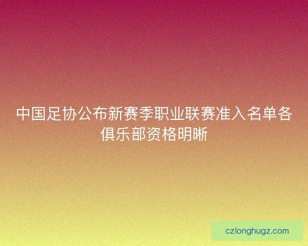 中国足协公布新赛季职业联赛准入名单各俱乐部资格明晰