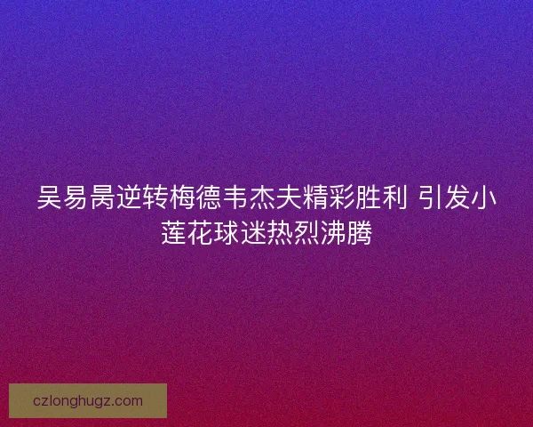 吴易昺逆转梅德韦杰夫精彩胜利 引发小莲花球迷热烈沸腾