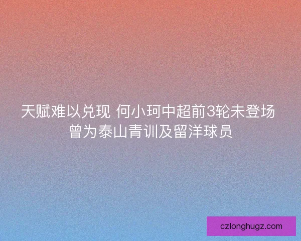天赋难以兑现 何小珂中超前3轮未登场 曾为泰山青训及留洋球员
